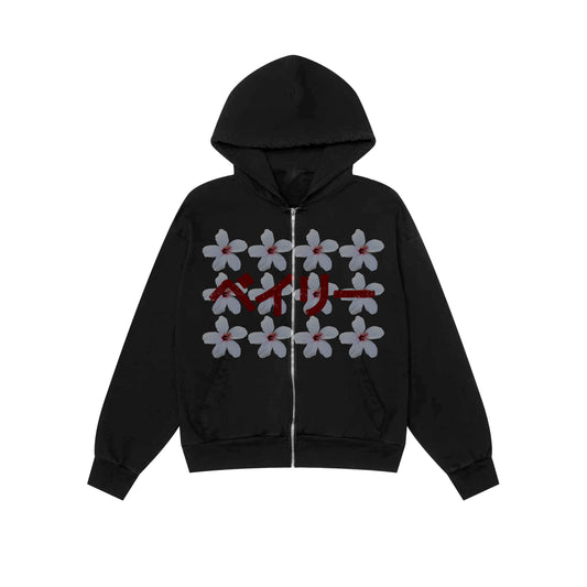 Black Japan flower Zip up