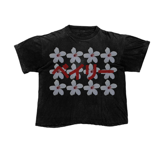 Black Japan flower Tee